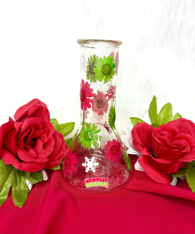 Christmas Dried Floral Glass Water Pipe/Bong