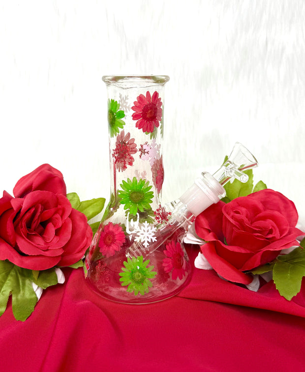 Christmas Dried Floral Glass Water Pipe/Bong