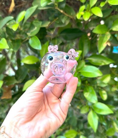Pink Piggy Glass Hand Pipe