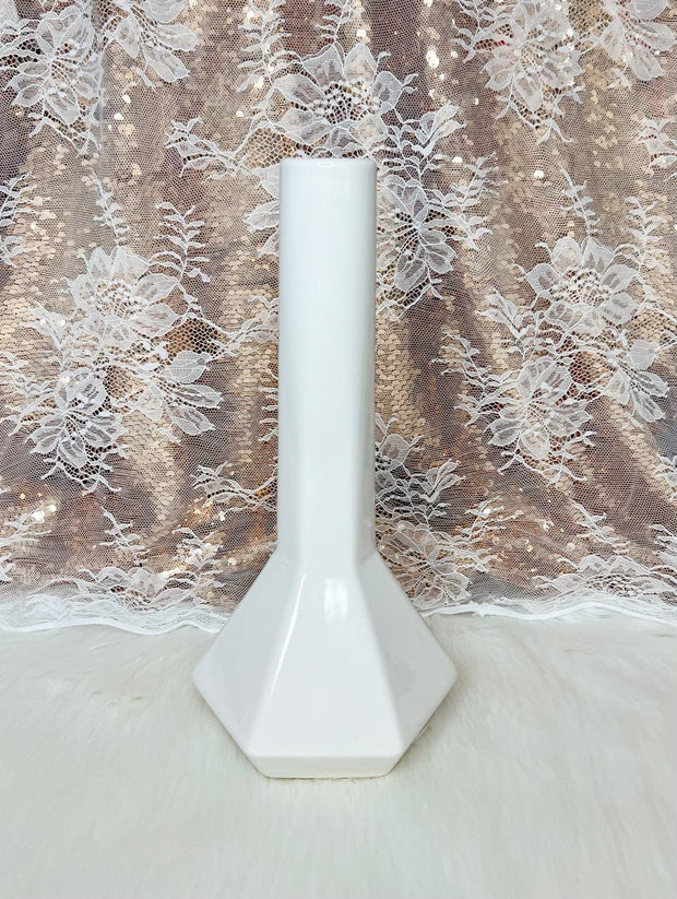 White Cermaic 10in Glass Water Pipe/Bong