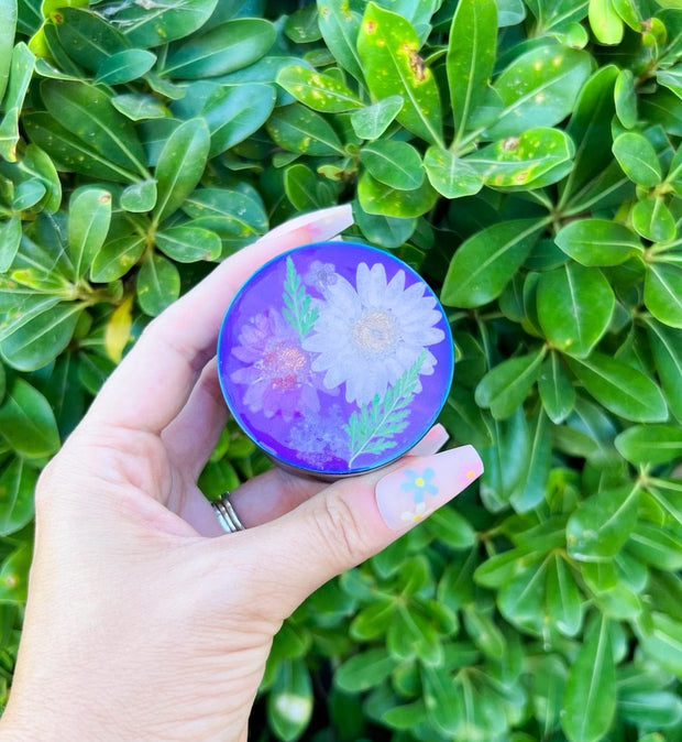 Purple Rainbow Dried Floral 4 Piece Grinder