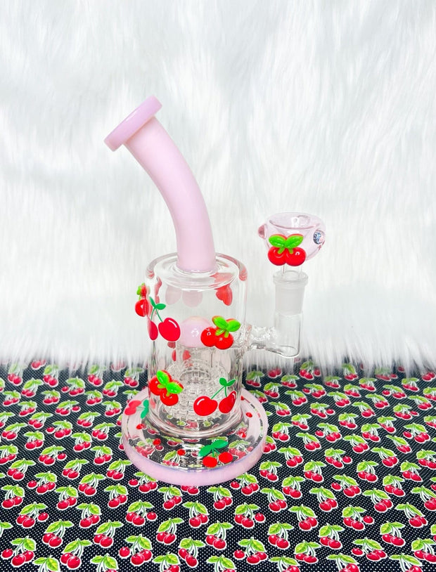 Cute Cherries Glass Water Pipe/Dab Rig