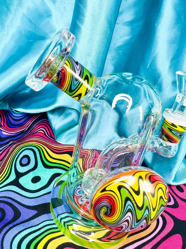 Rainbow Wig Wag Dome Glass Water Pipe/ Wig Wag Bong