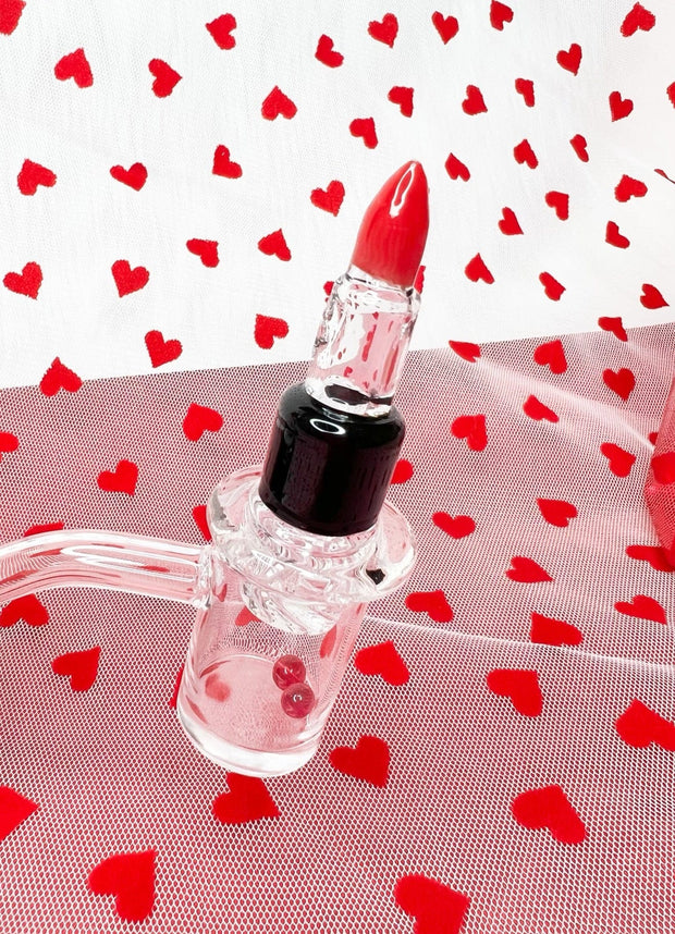 Lipstick 7in Glass Water Pipe/Dab Rig Set