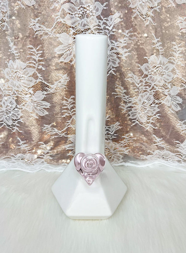 White Cermaic 10in Glass Water Pipe/Bong