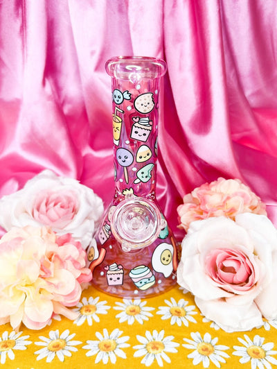 Pink Kawaii 10in Glass Water Pipe/Bong