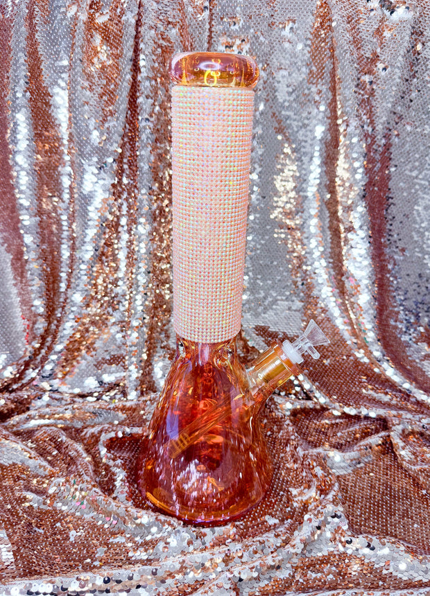 Amber Bling 14 Inch Glass Water Pipe/Bong