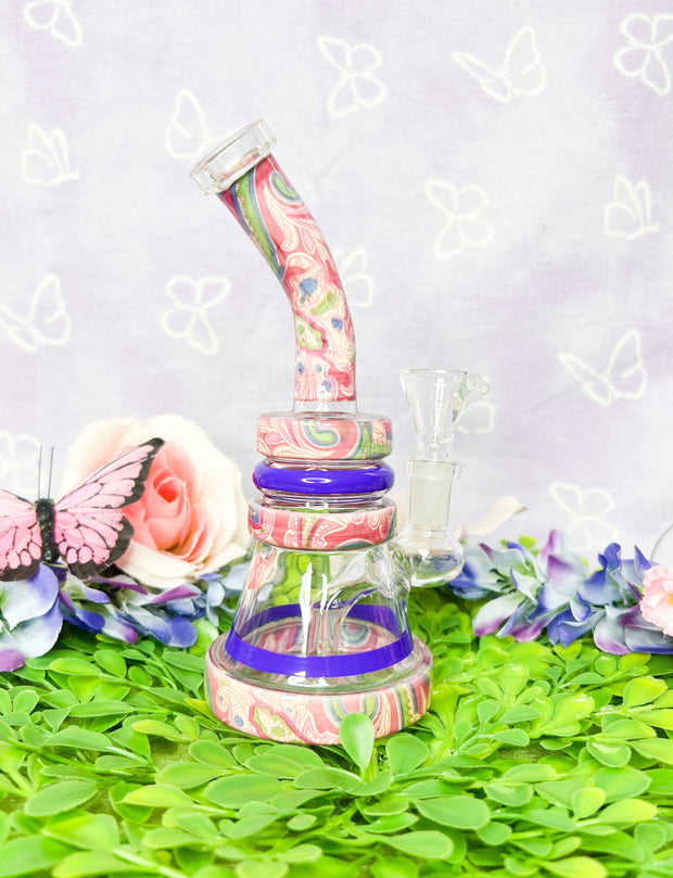 Pink Vintage Floral Glass Water Pipe/Dab Rig