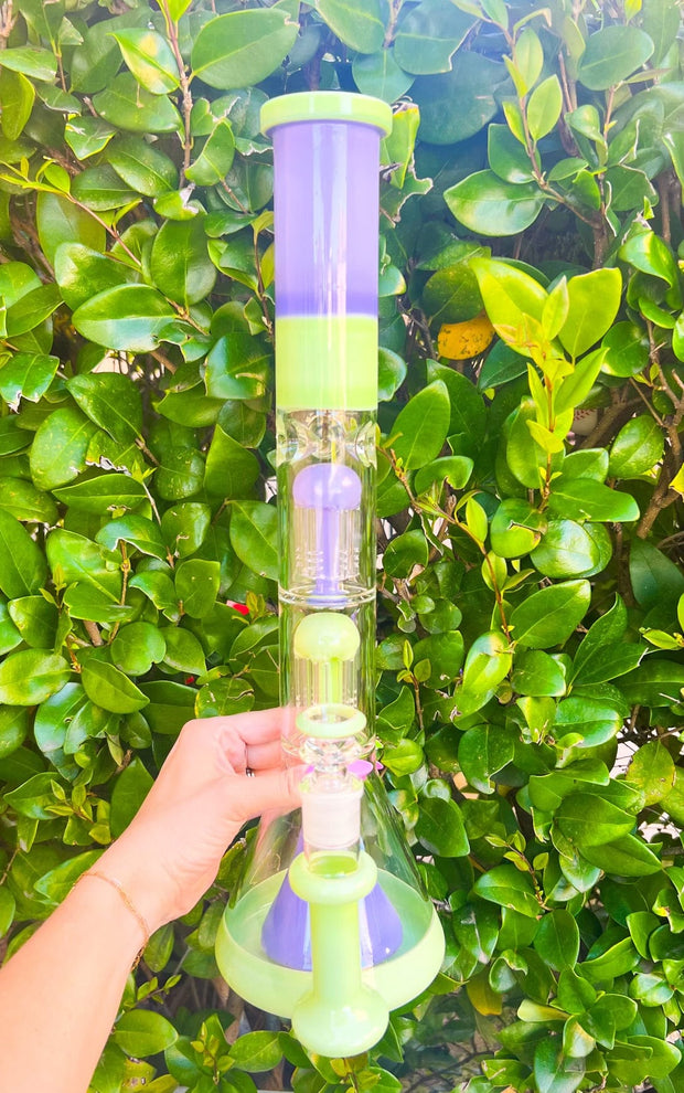 Milky Purple 18in Triple Perc Water Pipe/Dab Rig