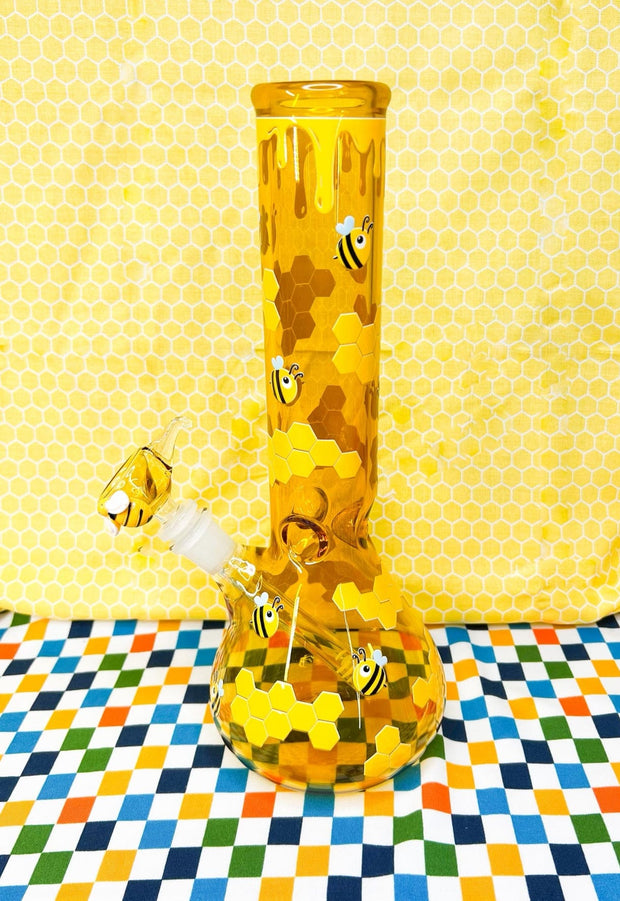 Amber beehive glass water pipe/bong