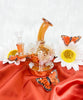 Amber dab rig decorated with iridescent butterflies