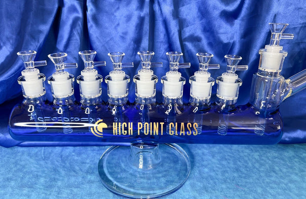 Blue Menorah Hanukkah 14in Glass Water Pipe/Bong