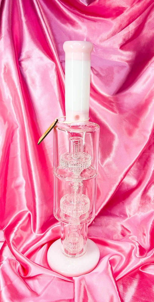 Cheech Pink 18in Triple Perc Water Pipe For Sale |StayLit Design