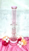 Back side of the pink 18 inch double perc bong