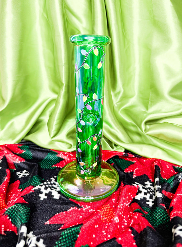 Back view green christmas lights bong