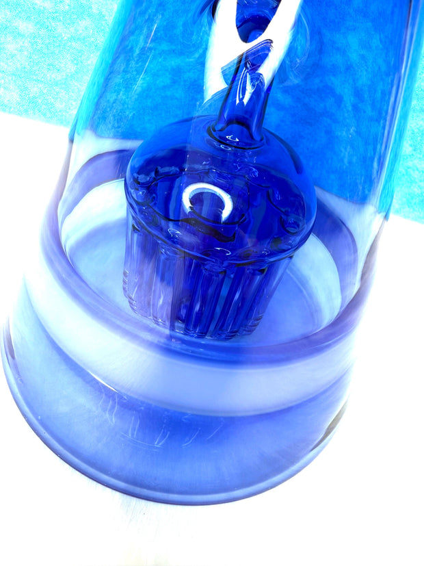Bottom tree perc on the 18 inch blue beaker bong