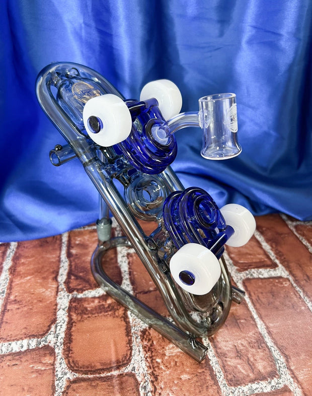 Blue Skateboard 9in Glass Water Pipe/Dab Rig