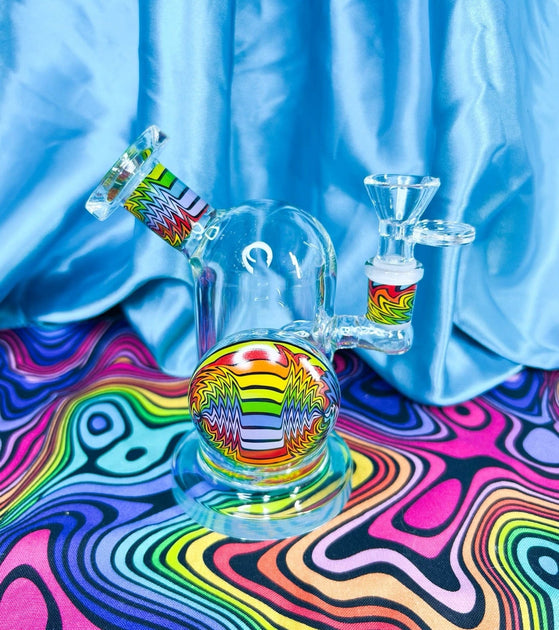 Rainbow Wig Wag Dome Glass Water Pipe/ Wig Wag Bong