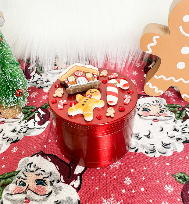 Red Gingerbread Man Christmas 4 Piece Grinder