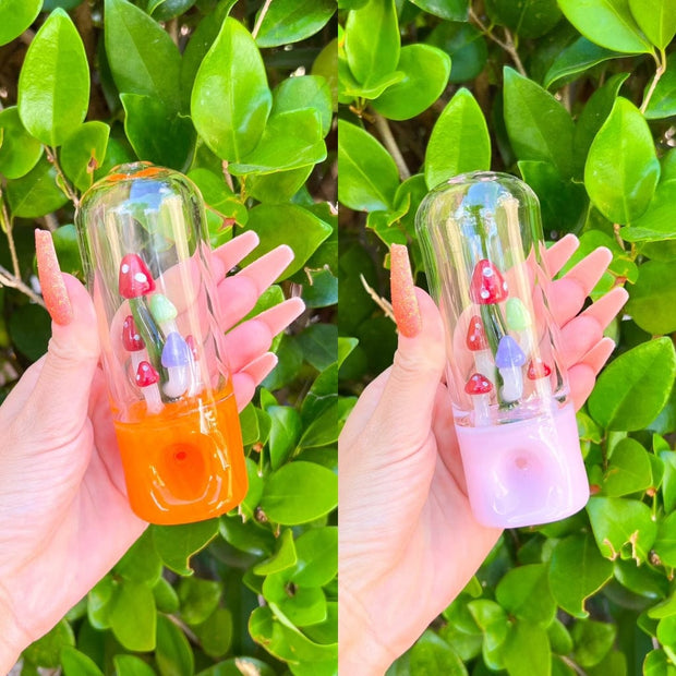 Rainbow Mushroom Glass Hand Pipe