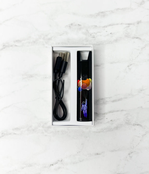Custom astronaut stiiizy pro battery with usb-c charger in box on white background