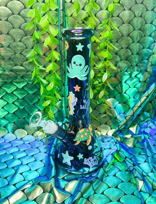 Under The Sea Electroplated 10in Glass Water Pipe/Bong