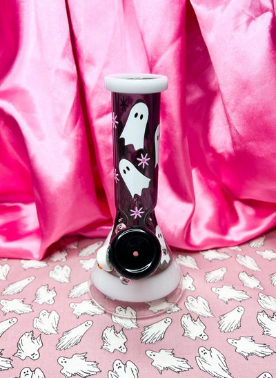 Friendly Ghosts 10in Glass Water Pipe/Bong