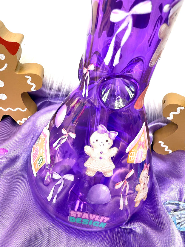 Purple Gingerbread Man Glass Water Pipe/Bong