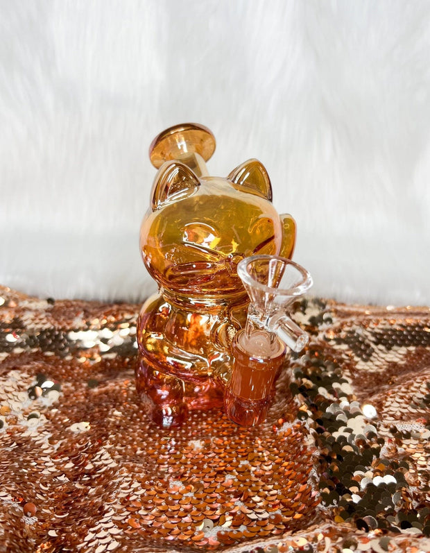 Gold iridescent cat bong