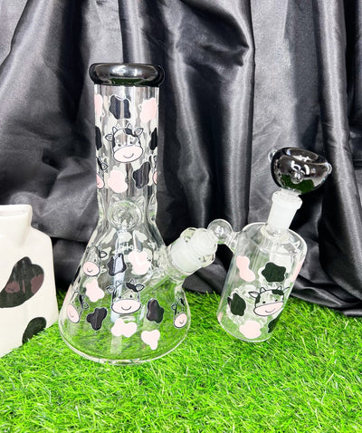 Black Cow 10in Glass Water Pipe/Bong