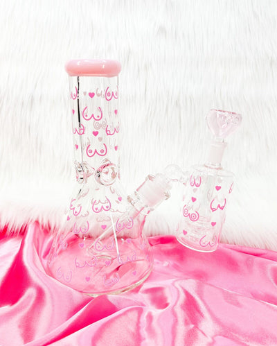 Boobies 10in Glass Water Pipe/Bong