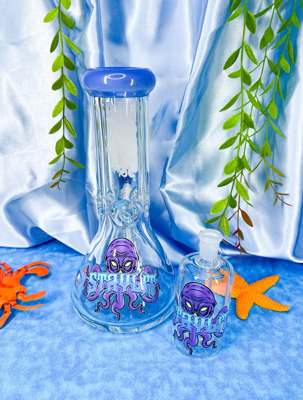 StayLit Graphics 10in Glass Water Pipe/Bong With Ash Catcher