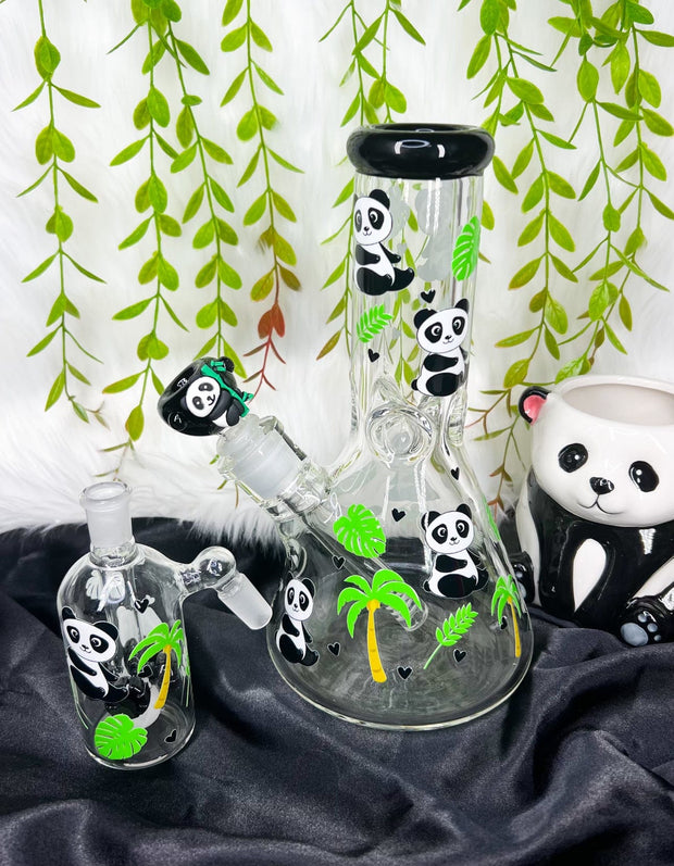 Cute Panda 10in Glass Water Pipe/Bong