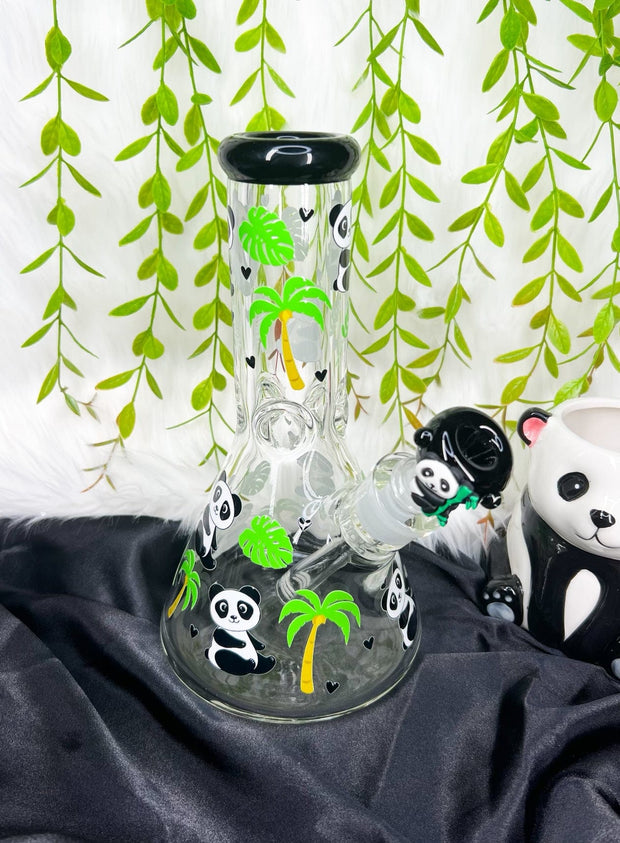 Cute Panda 10in Glass Water Pipe/Bong