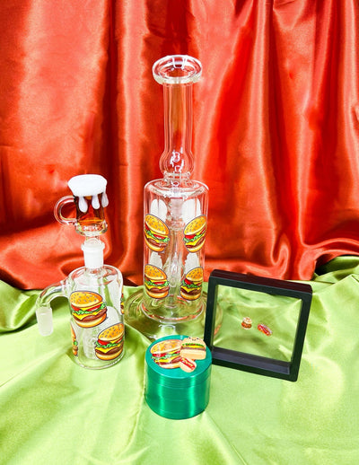 Cheeseburger 10in Glass Water Pipe/Dab Rig