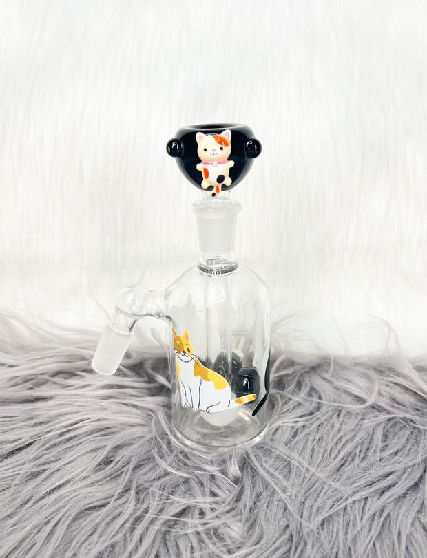 Cuddly Cats 10in Glass Water Pipe/Bong