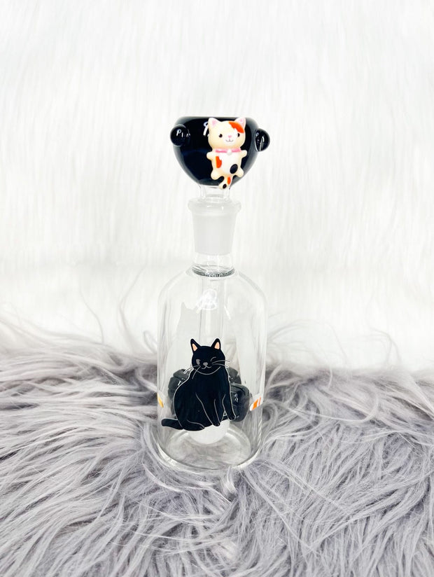 Cuddly Cats 10in Glass Water Pipe/Bong