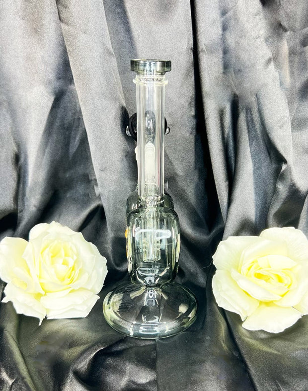 Black Dried Floral Heart Glass Water Pipe/Dab Rig