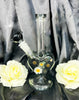 Black Dried Floral Heart Glass Water Pipe/Dab Rig