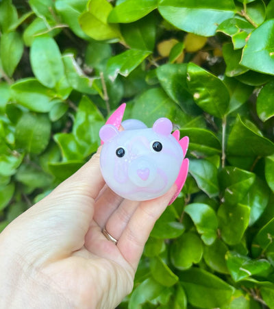 Cute Pink Piggy Glass Hand Pipe