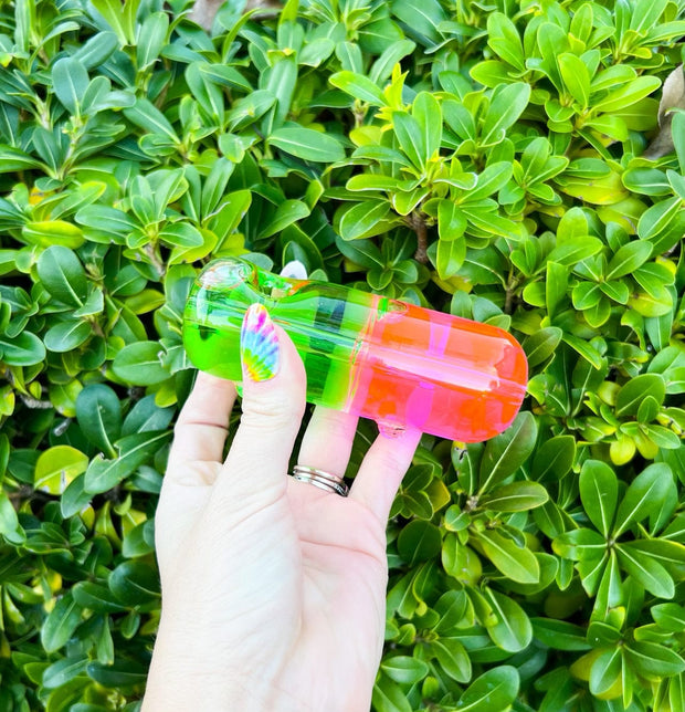 Pink Green Glycerin Pill Glass Hand Pipe