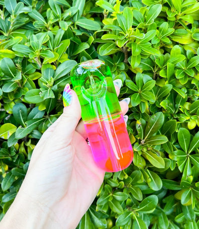 Pink Green Glycerin Pill Glass Hand Pipe