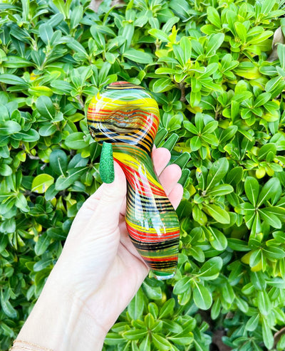 Large Rasta Glass Hand Pipe