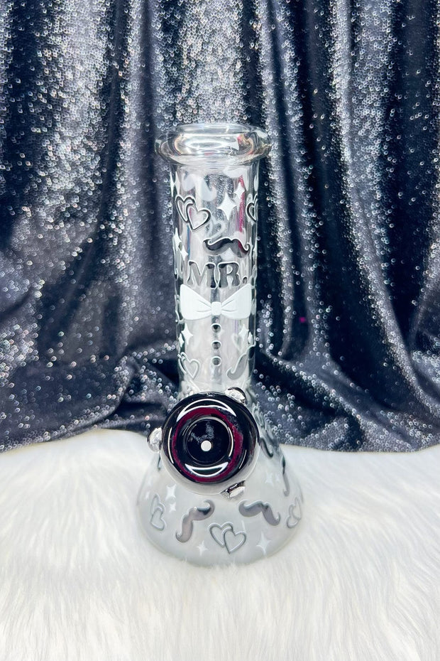 Mr & Mrs Wedding Glass Water Pipe/Bong