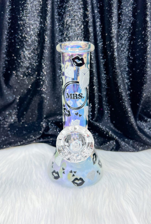 Mr & Mrs Wedding Glass Water Pipe/Bong