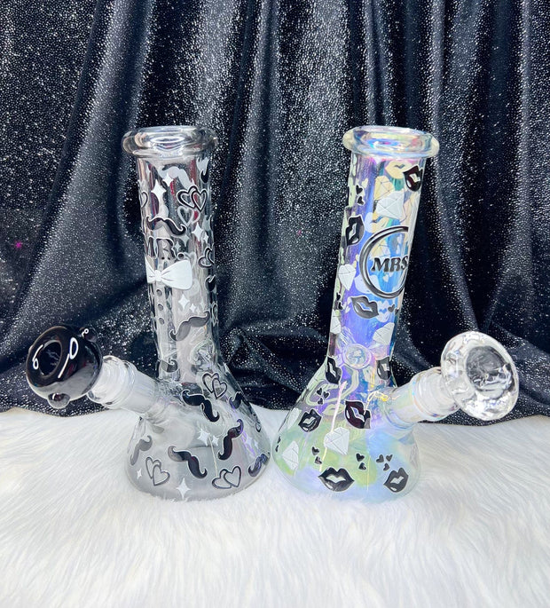 Mr & Mrs Wedding Glass Water Pipe/Bong