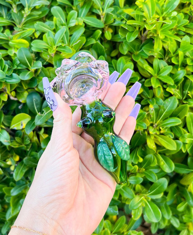 Pink Rose Glass Hand Pipe
