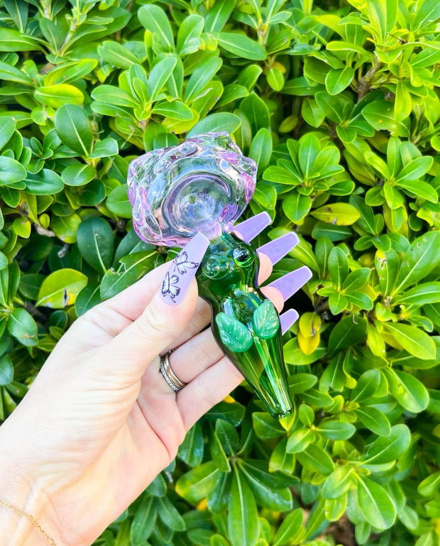 Purple Rose Glass Hand Pipe