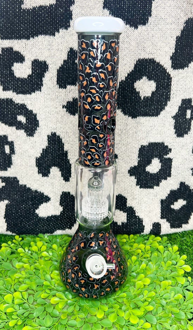 Black Cheetah 16in Glass Water Pipe/Bong