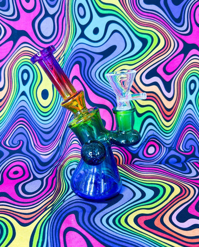 Mini Rainbow 6in Glass Water Pipe/Dab Rig